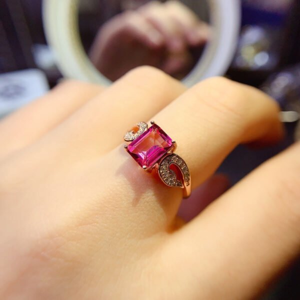 Super beautiful natural powder topaz ring with a square face of 6 * 8mm0211110148