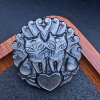 Silver Shining Stone Double Headed Nine Tailed Fox Pendant 💕 Specification 45mm0311018179