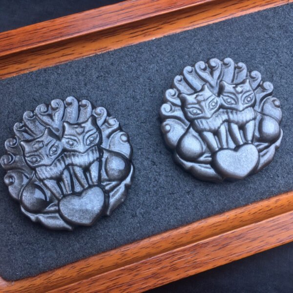 Silver Shining Stone Double Headed Nine Tailed Fox Pendant 💕 Specification 45mm0311018179