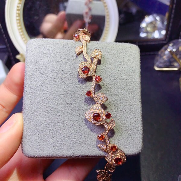 Pure Natural Mozambique Garnet Bracelet, Main Stone Circle 3+Circle 4mm0311450126