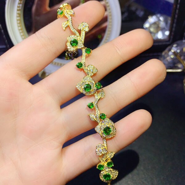 Pure natural Russian diopside bracelet, main stone size round 3+round 4mm0311725188