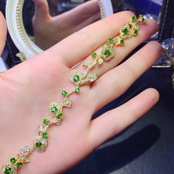 Pure natural Russian diopside bracelet, main stone size round 3+round 4mm0311725188