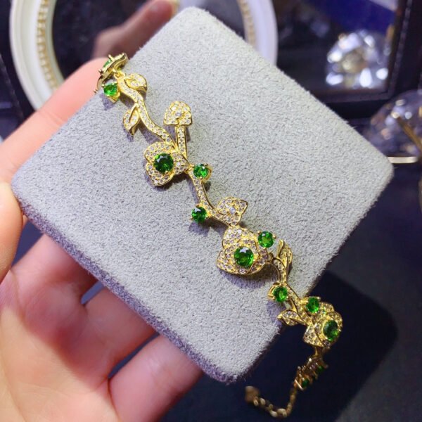 Pure natural Russian diopside bracelet, main stone size round 3+round 4mm0311725188