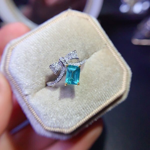 Pure Natural Palaiba Topaz Ring, Main Stone Size Square 5 * 7mm0311120158