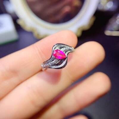 Natural powder topa ring, main stone size 4 * 6mm0311095146