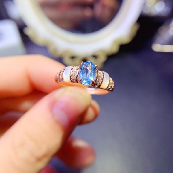 Swiss Blue Topaz Stone Ring, Main Stone Size 5 * 7mm,0311110122