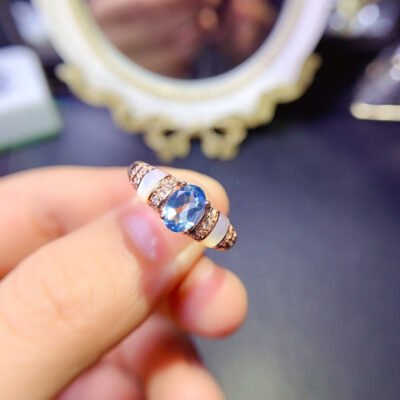 Swiss Blue Topaz Stone Ring, Main Stone Size 5 * 7mm,0311110122