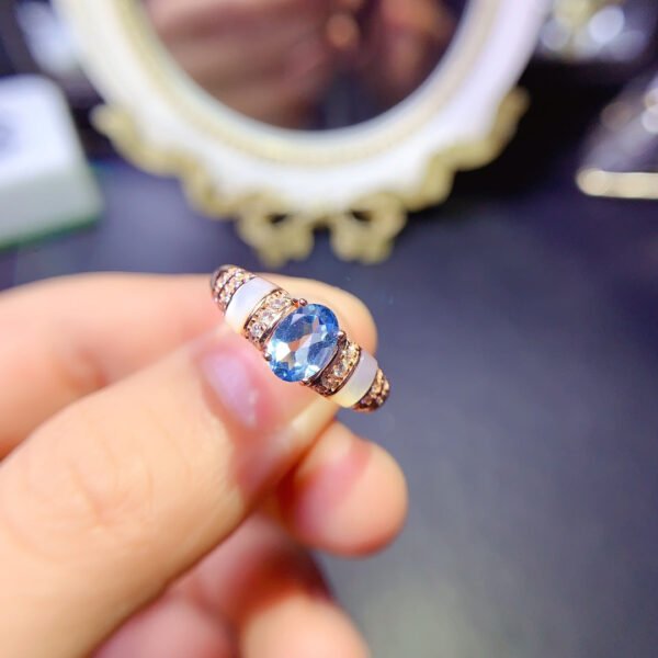 Swiss Blue Topaz Stone Ring, Main Stone Size 5 * 7mm,0311110122