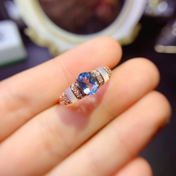 Swiss Blue Topaz Stone Ring, Main Stone Size 5 * 7mm,0311110122