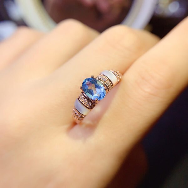 Swiss Blue Topaz Stone Ring, Main Stone Size 5 * 7mm,0311110122