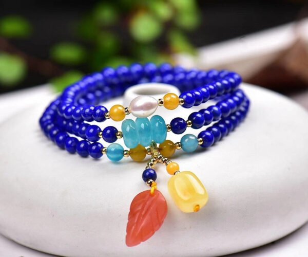 Original natural lapis lazuli multi loop bracelet with a diameter of approximately 4.6mm0311099187
