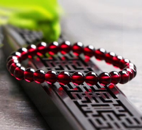 Natural Wine Red Garnet Single Loop Bracelet, 💖 The diameter of the bead is about 6.5mm0311109188