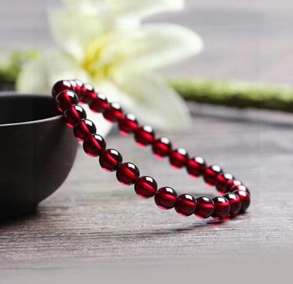 Natural Wine Red Garnet Single Loop Bracelet, 💖 The diameter of the bead is about 6.5mm0311109188