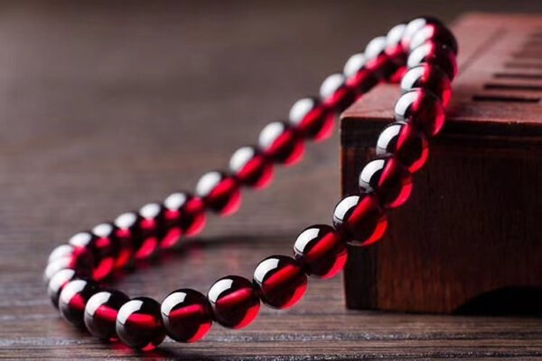 Natural Wine Red Garnet Single Loop Bracelet, 💖 The diameter of the bead is about 6.5mm0311109188