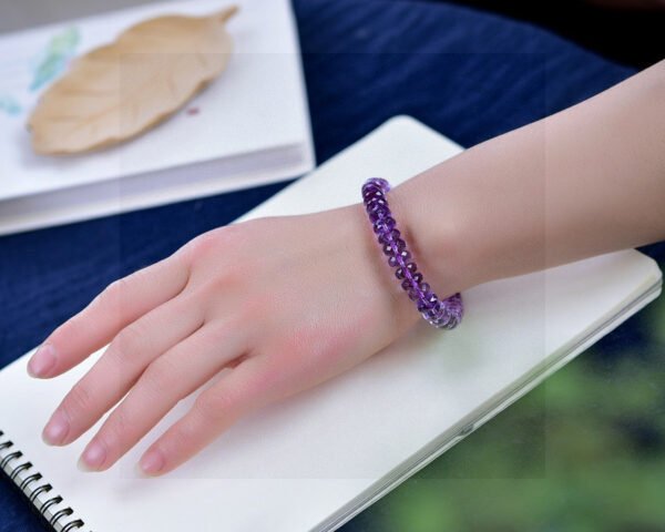 Natural Amethyst Plate Bead Faceted Bracelet, with a bead diameter of 9mm0311099156