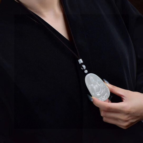 Natural Xinjiang Hotan Sheep Fat Jade Guanyin Pendant! Pendant size: 62.9/37.6/10.8mm,0311599149