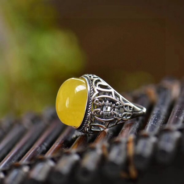Natural Honey Wax Men's Ring, Nude Stone Size Approximately: 19.9 * 15.3mm0311159188