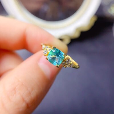 Pure Natural Palaiba Topaz Ring, Main Stone Size 6mm Square0411099879