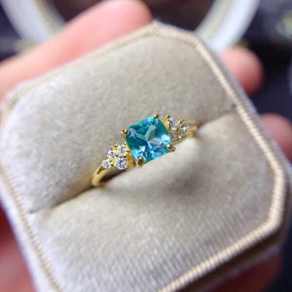 Pure Natural Palaiba Topaz Ring, Main Stone Size 6mm Square0411099879