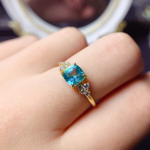 Pure Natural Palaiba Topaz Ring, Main Stone Size 6mm Square0411099879