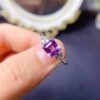 Natural Brazilian amethyst ring, with a main stone size of 6mm square0411090159