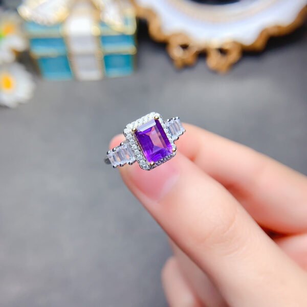 Natural Brazilian amethyst ring, main stone size square 6 * 8mm0411110845