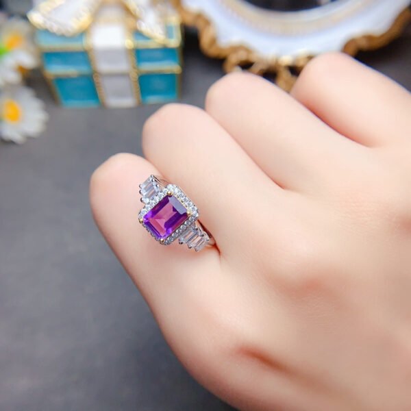 Natural Brazilian amethyst ring, main stone size square 6 * 8mm0411110845