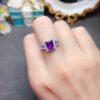 Natural Brazilian amethyst ring, main stone size square 6 * 8mm0411110845