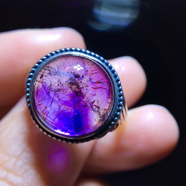 Natural Purple Hair Crystal Purple Super Seven Ring, Specification: 13.5/13.2mm0411238778