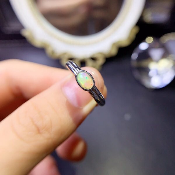 Pure Natural Colorful White Opal Ring, Main Stone Size 4 * 6mm0611085195