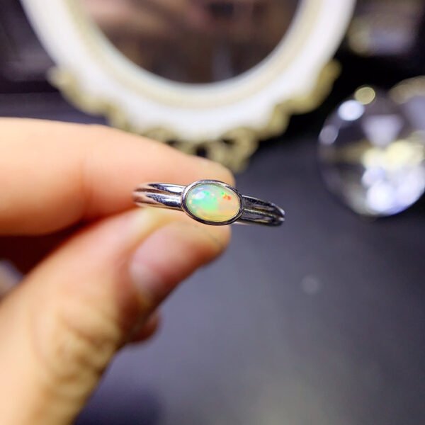 Pure Natural Colorful White Opal Ring, Main Stone Size 4 * 6mm0611085195