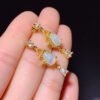Pure natural dazzling white opal earrings, with a main stone size of 6 * 8mm0811140512