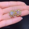 Pure natural dazzling white opal earrings, with a main stone size of 6 * 8mm0811130254