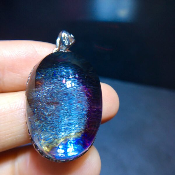 Natural Colorful 🌈 Blue Ghost Starlight Pendant, Size 28.2/19.5mm0911278566
