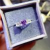 Natural Brazilian amethyst ring, with a main stone size of 6mm square1110099166