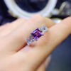 Natural Brazilian amethyst ring, with a main stone size of 6mm square1110099166