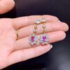 Pure Natural Burnless Papalacha Pink Blue Treasure Earrings, Size 4 * 6mm1110599846