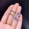 Pure Natural Burnless Papalacha Pink Blue Treasure Earrings, Size 4 * 6mm1110599846