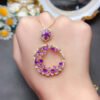 Natural Brazilian Amethyst Pendant, Main Stone Circle 3+Circle 4mm1110199562
