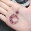 Natural Brazilian Amethyst Pendant, Main Stone Circle 3+Circle 4mm1110199562