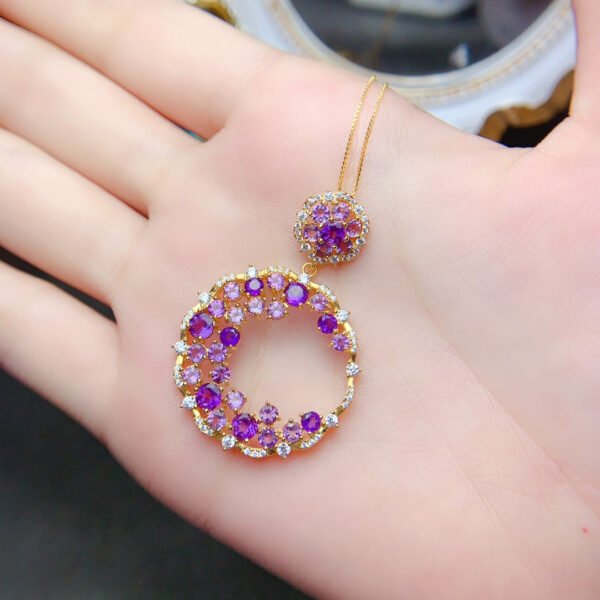 Natural Brazilian Amethyst Pendant, Main Stone Circle 3+Circle 4mm1110199562