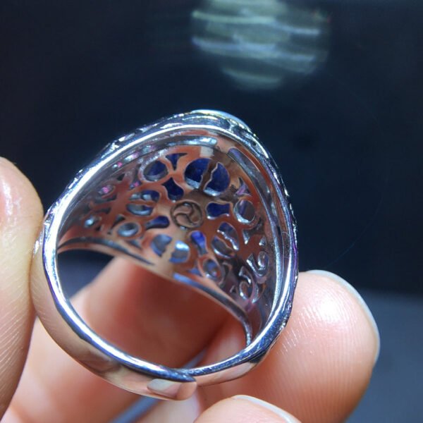 Natural blue hair crystal blue line stone ring, adjustable size 17/12.5mm11101198