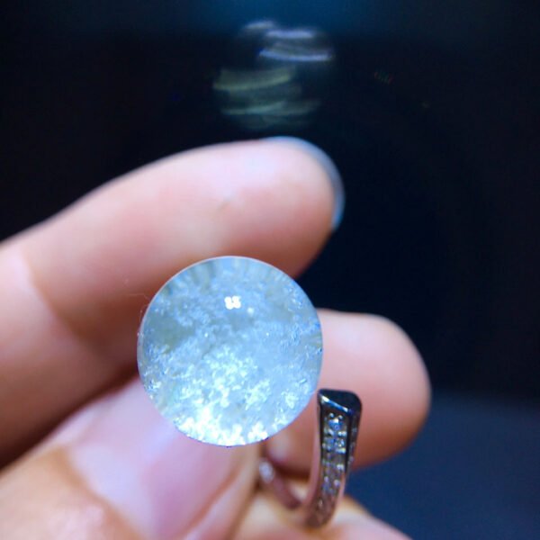 Natural White Ghost Treasure Bowl Ring, Size: 11mm1111188466