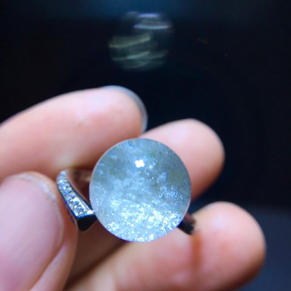 Natural White Ghost Treasure Bowl Ring, Size: 11mm1111188466