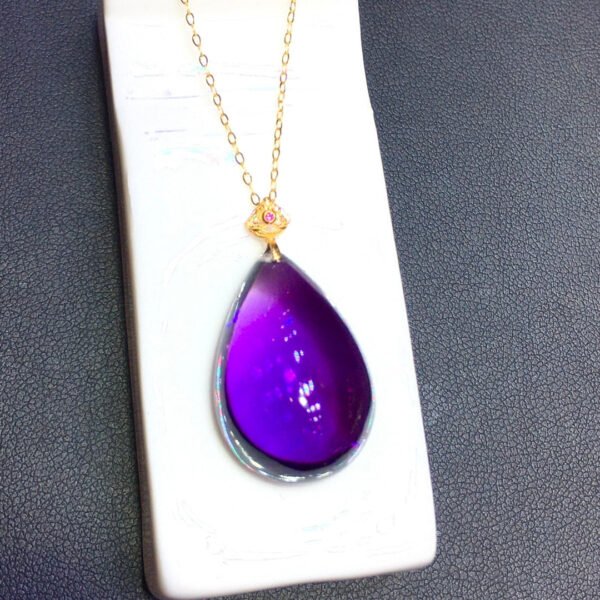 Natural Uruguayan amethyst water drop 18k gold pendant, size: 25.5/17mm1111398466