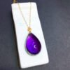 Natural Uruguayan amethyst water drop 18k gold pendant, size: 25.5/17mm1111398466