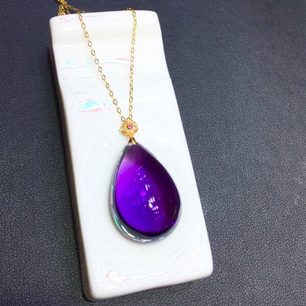 Natural Uruguayan amethyst water drop 18k gold pendant, size: 25.5/17mm1111398466