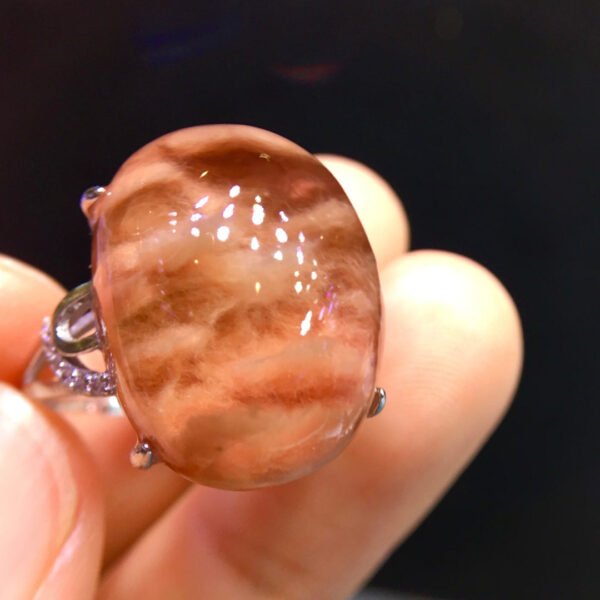 Natural Red Rabbit Hair Treasure Bowl Ring, Specification: 20.7/15.6mm1111198466
