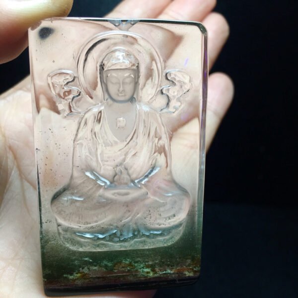 Natural Green Ghost Thousand Layer Silent Buddha Pendant, with a size of 65.6/40/15.7 millimeters and a weight of 77.05 grams1111568992