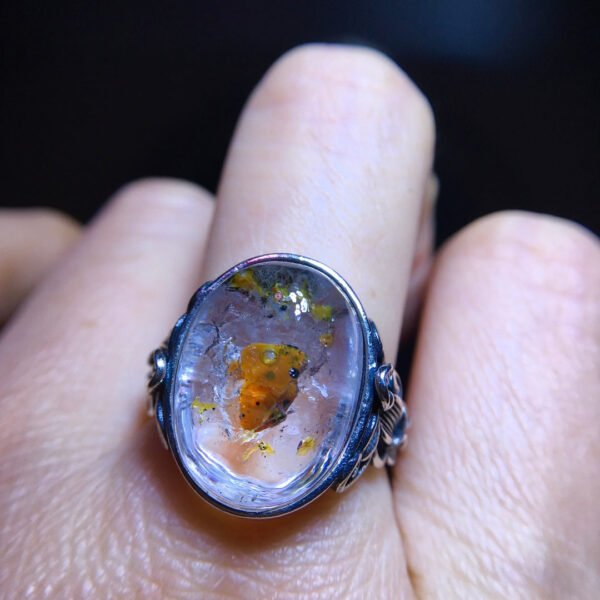 Rare natural oil and water gallbladder quicksand ring, bare stone 17.5/13mm1111278144